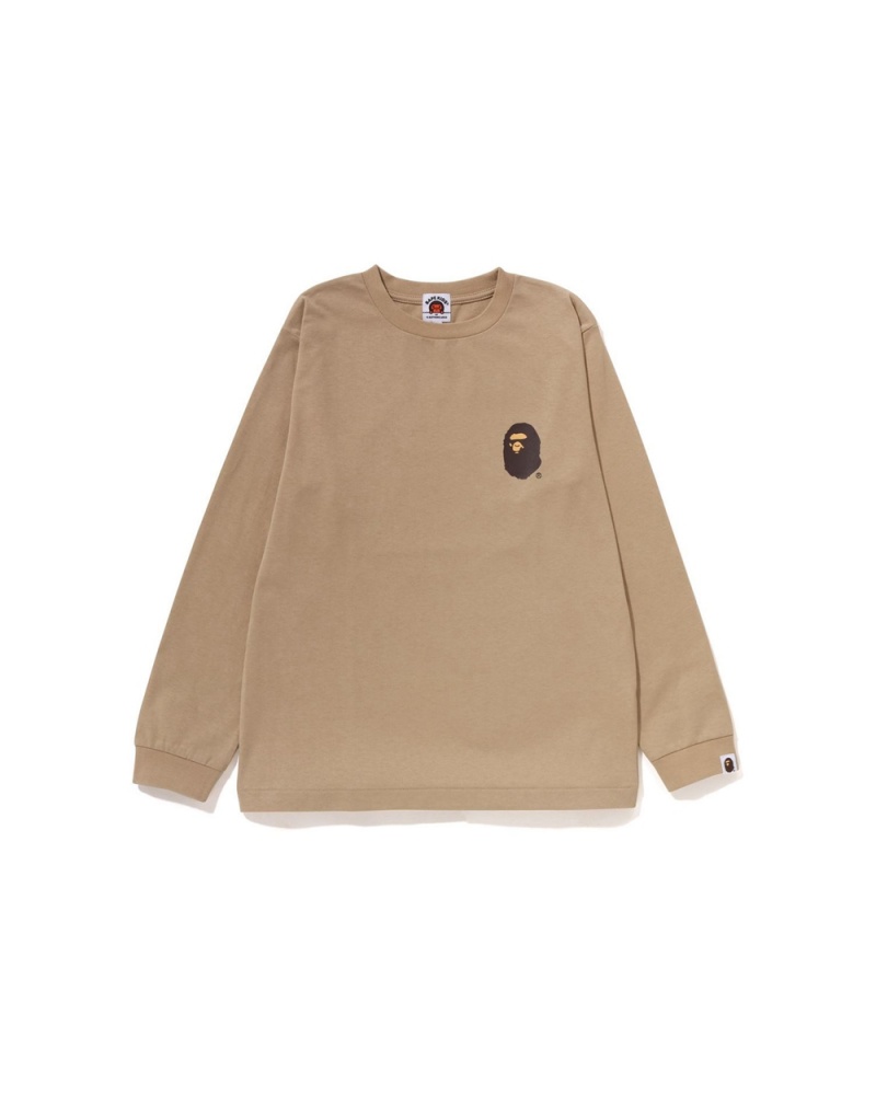 Hauts Bape Multi Logo L/S Jr Beige Enfant | MZO-86796383